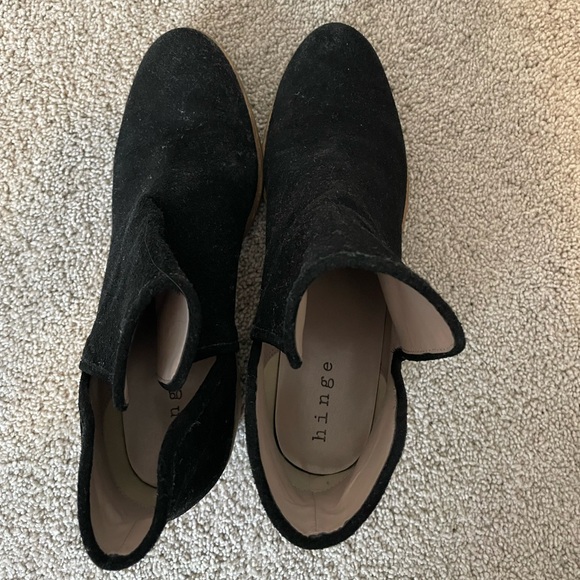 Hinge Black Suede Heeled Boots - Picture 2 of 4